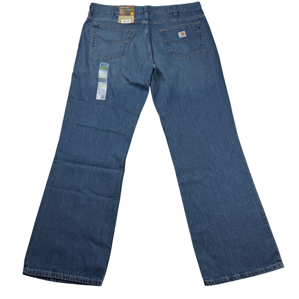Carhartt B325 Loose Straight Leg Jeans Mens 38x34 Blue Denim Work Pants NEW